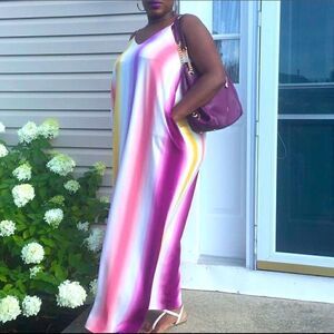 Rainbow Maxi Dress w/pockets